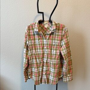 J. Crew Plaid Button-Down Shirt in Green, Pink, White